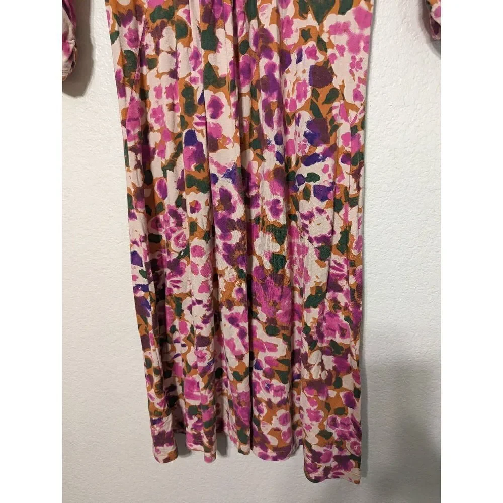 Cabi Women's Multi-color Floral V-neck Knee‎ Length Dress Pink Small Style 110